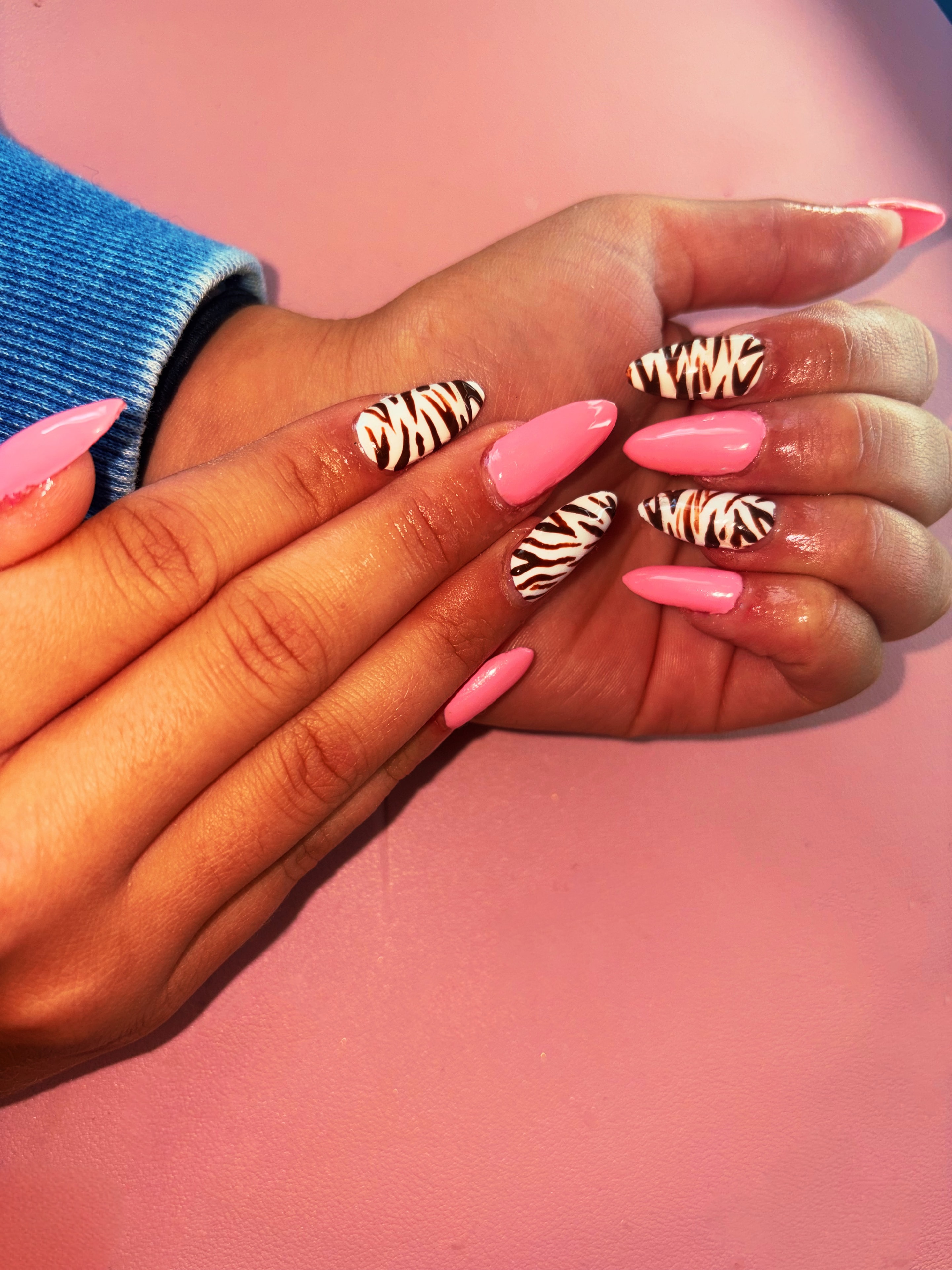 Floral hand-painted nail art